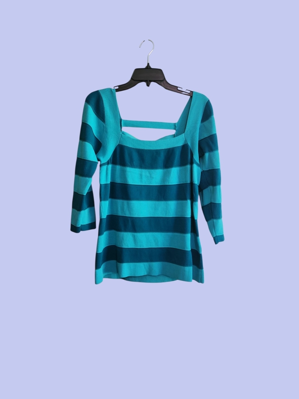 Cyprus Aqua & Teal Striped Square-Neck Tunic